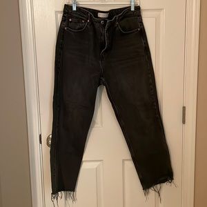 Off black high waisted cropped black denim